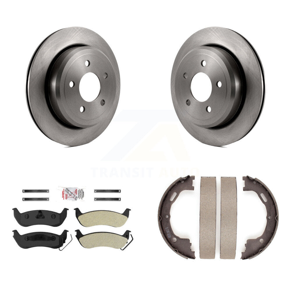 Rear Disc Rotors Semi-Metallic Pads And Parking Shoes Kit For Ford Crown Victoria Mercury K8A-108176