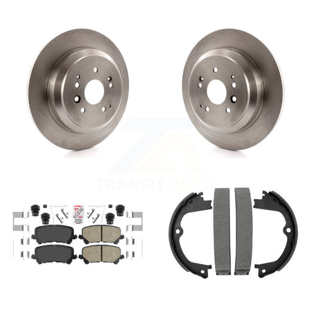 Rear Disc Rotors Ceramic Pads And Parking Brake Shoes Kit For 2014-2016 Acura MDX K8A-108178