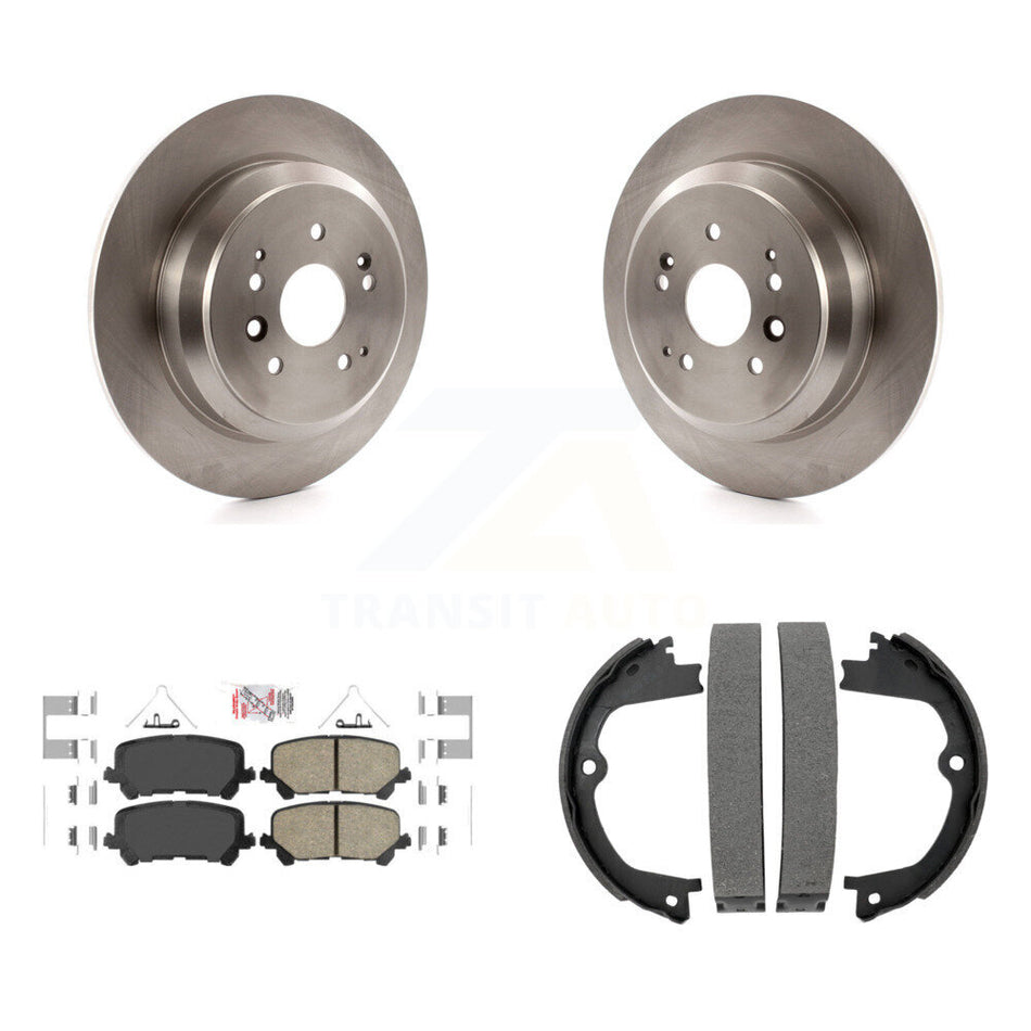 Rear Disc Rotors Ceramic Pads And Parking Brake Shoes Kit For 2014-2016 Acura MDX K8A-108179