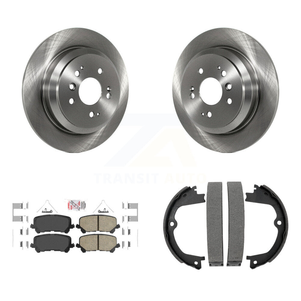 Rear Disc Rotors Ceramic Pads Parking Brake Shoes Kit For Honda Pilot Ridgeline Passport K8A-108181