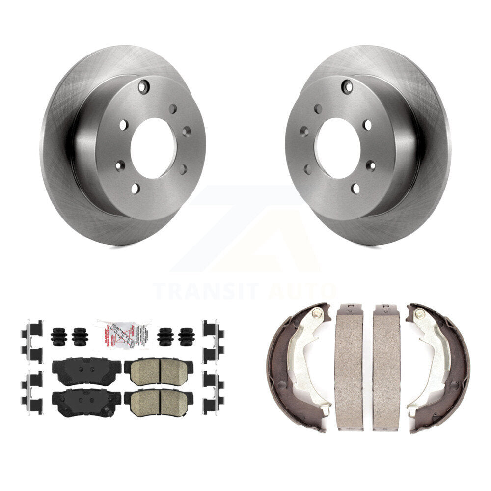 Rear Disc Rotors Ceramic Pads And Parking Brake Shoes Kit For Hyundai Sonata Kia Optima K8A-108184