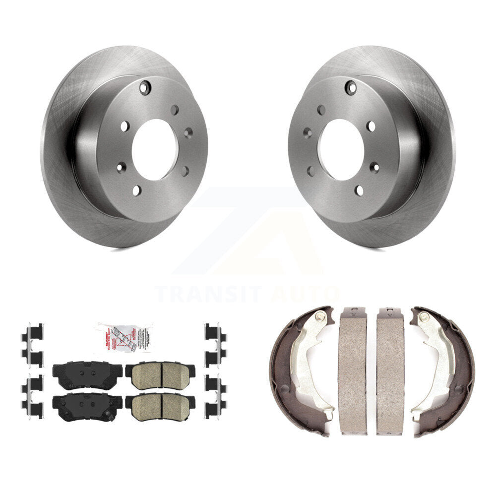 Rear Disc Rotors Ceramic Pads And Parking Brake Shoes Kit For Hyundai Sonata Kia Optima K8A-108185