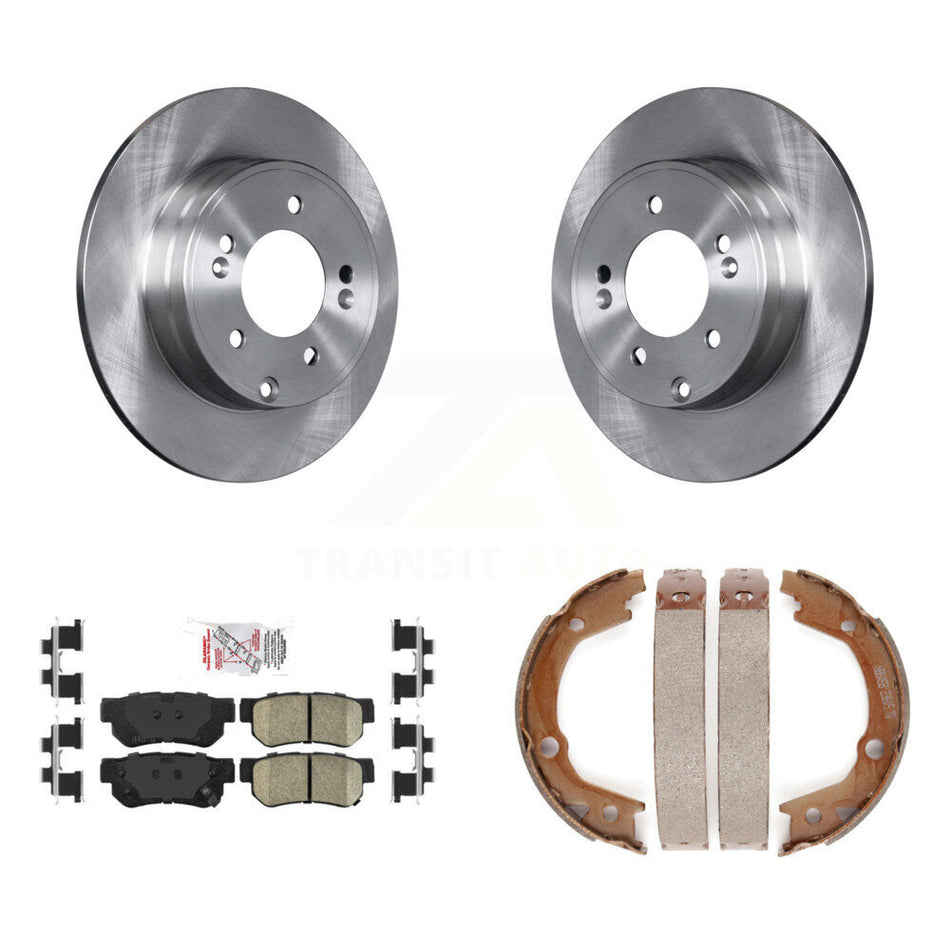 Rear Disc Rotors Ceramic Pads And Parking Brake Shoes Kit For Hyundai Sonata 3.3L K8A-108191