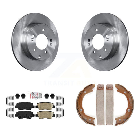 Rear Disc Rotors Ceramic Pads And Parking Brake Shoes Kit For Hyundai Sonata 3.3L K8A-108198