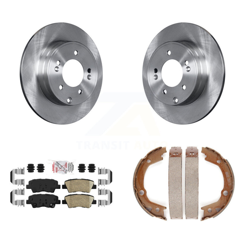 Rear Disc Rotors Ceramic Pads And Parking Brake Shoes Kit For Hyundai Sonata 3.3L K8A-108198