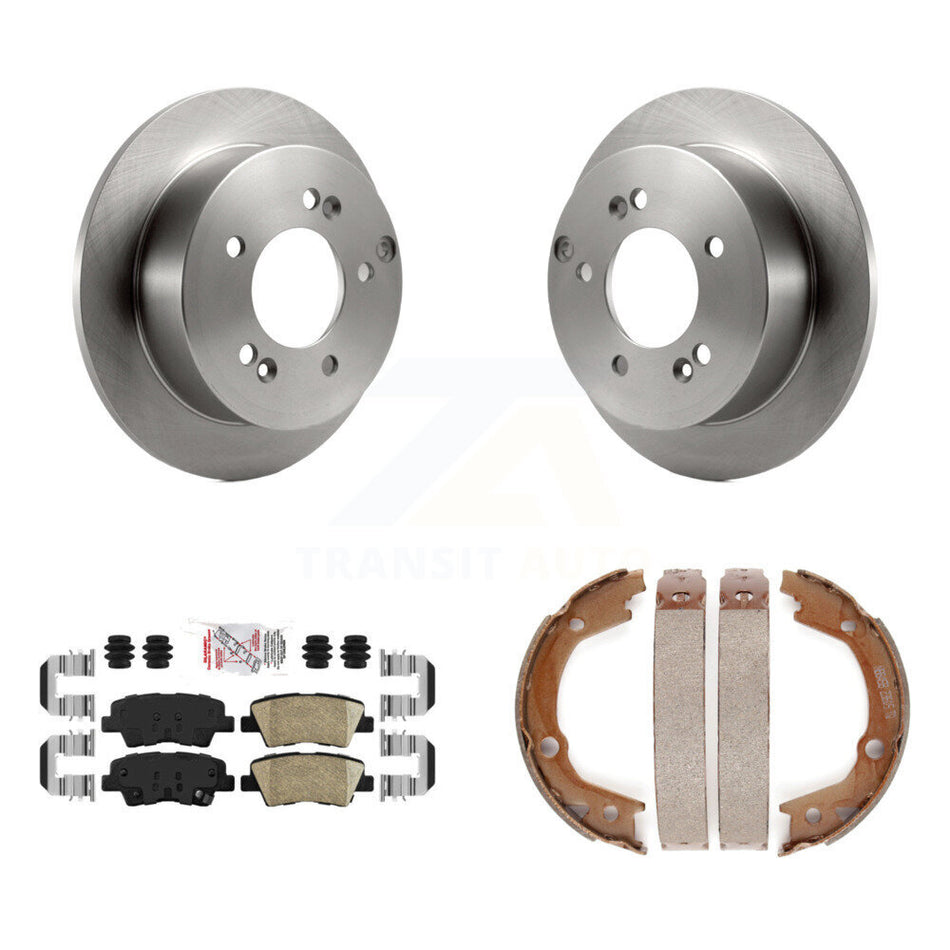 Rear Disc Rotors Ceramic Pads And Parking Brake Shoes Kit For Hyundai Sonata 2.4L K8A-108199