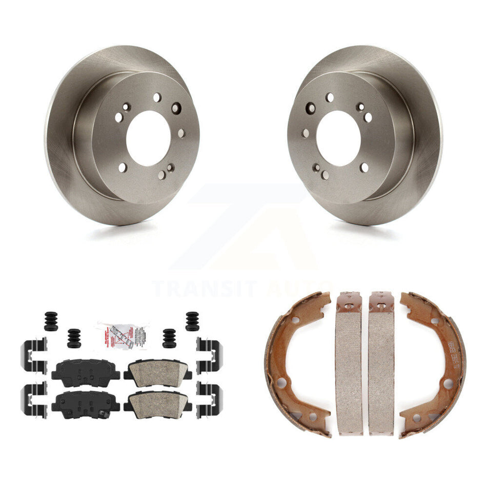 Rear Disc Rotors Ceramic Pads & Parking Shoes Kit For Hyundai Elantra Sedan From 03 23 10 K8A-108202