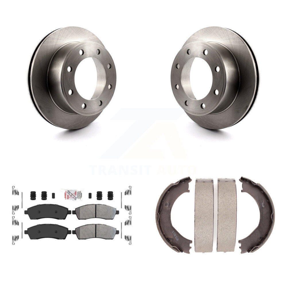 Rear Disc Rotors Semi-Metallic Pads And Parking Shoes Kit For Ford F-350 Super Duty F-250 K8A-108204