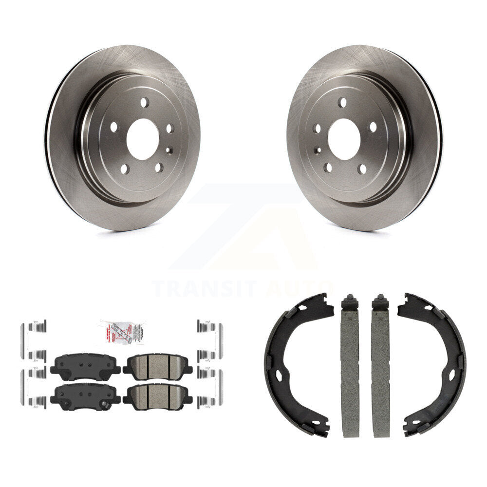 Rear Disc Rotors Ceramic Pads And Parking Brake Shoes Kit For Cadillac CTS K8A-108211