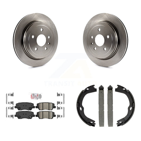 Rear Disc Rotors Ceramic Pads And Parking Brake Shoes Kit For Cadillac CTS K8A-108211