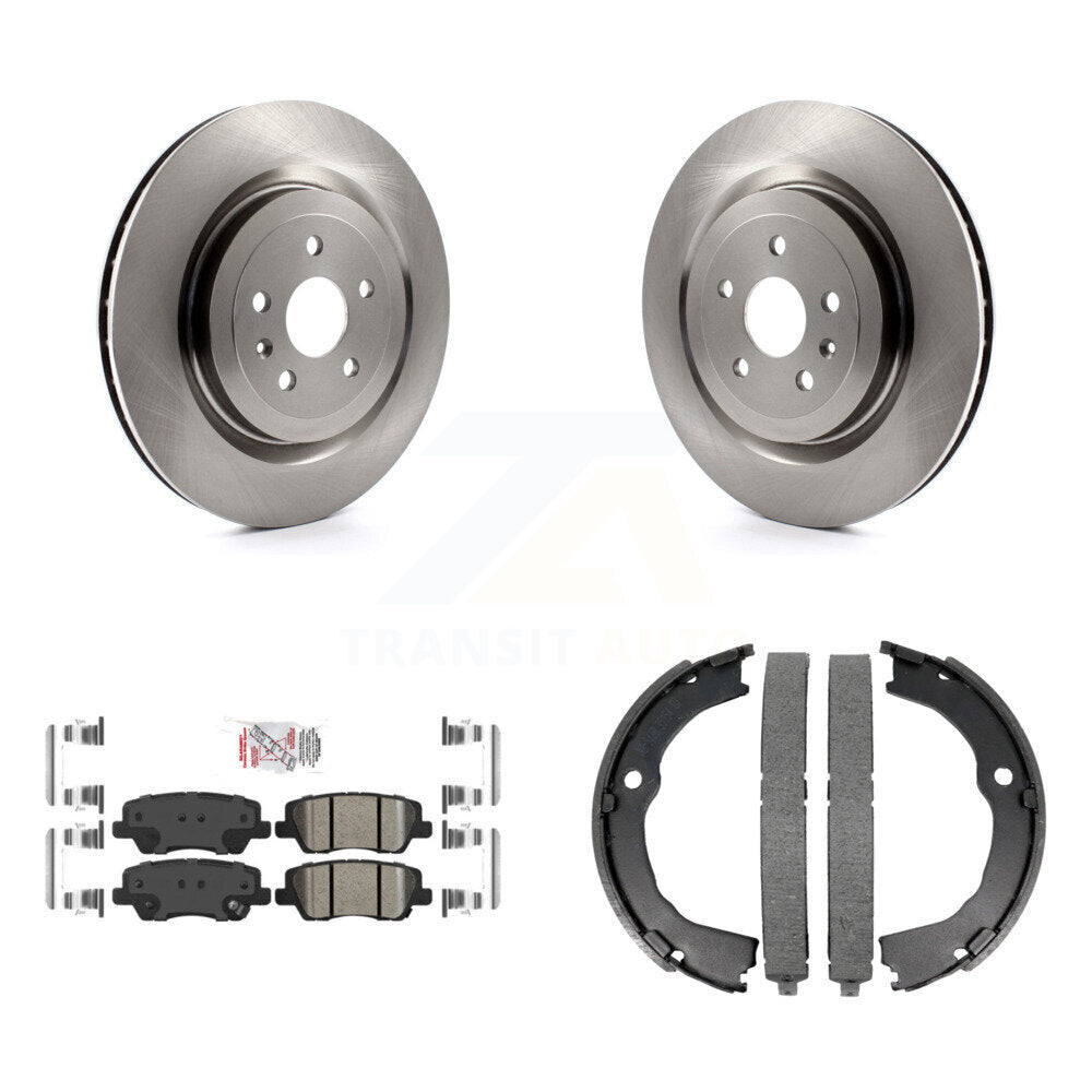 Rear Disc Rotors Ceramic Pads And Parking Shoes Kit For 2015 Cadillac CTS Coupe with 6.2L K8A-108212