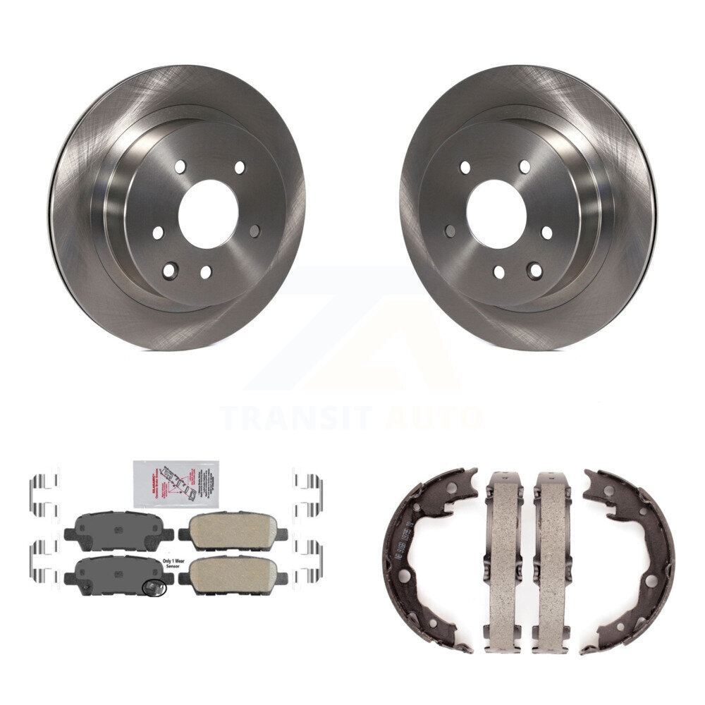 Rear Disc Rotors Ceramic Pads & Parking Brake Shoes Kit For Nissan Rogue LEAF Juke Select K8A-108218
