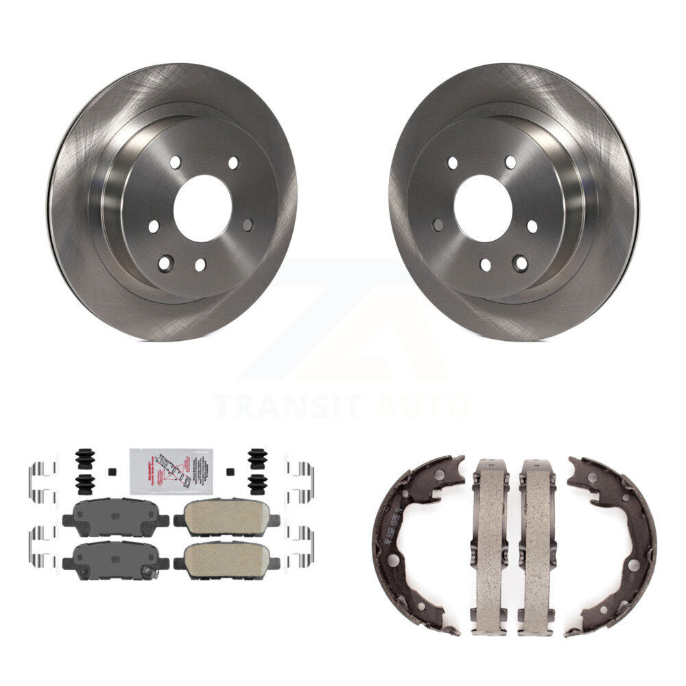 Rear Disc Rotors Ceramic Pads & Parking Brake Shoes Kit For Nissan Rogue LEAF Juke Select K8A-108219