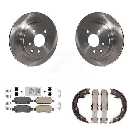 Rear Disc Rotors Ceramic Pads & Parking Brake Shoes Kit For Nissan Rogue LEAF Juke Select K8A-108219