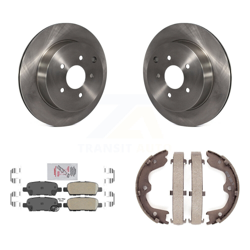 Rear Disc Rotors Ceramic Pads & Parking Brake Shoes Kit For 2003-2005 INFINITI FX35 FX45 K8A-108220