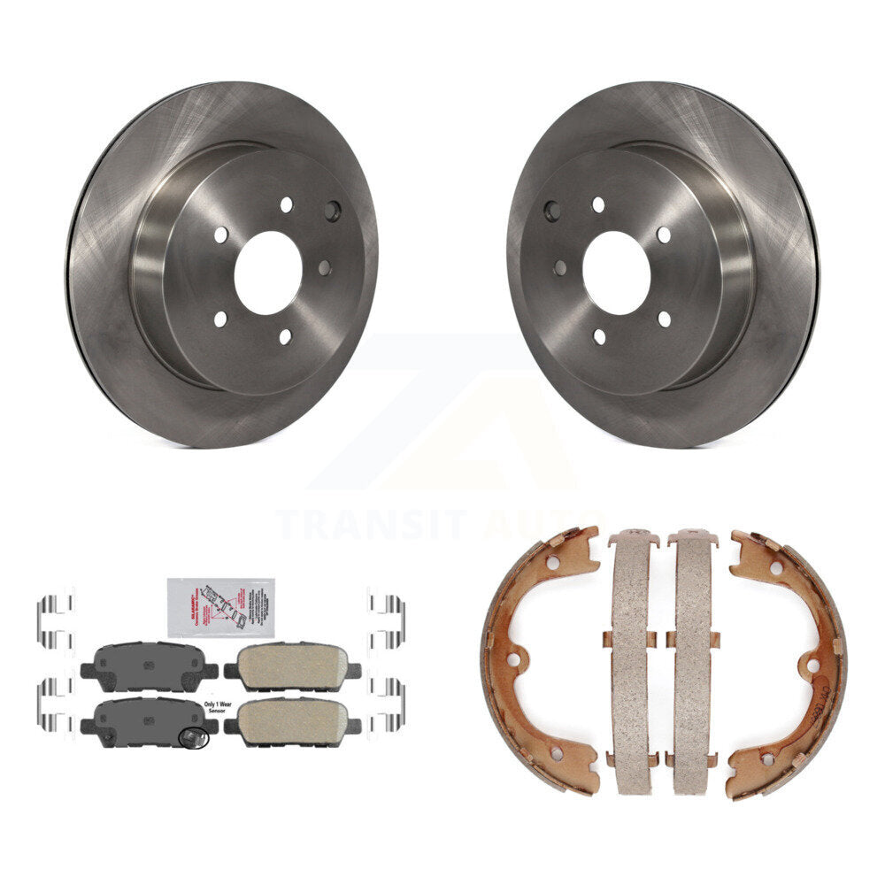 Rear Disc Rotors Ceramic Pads Parking Brake Shoes Kit For INFINITI FX35 Nissan Quest FX45 K8A-108227