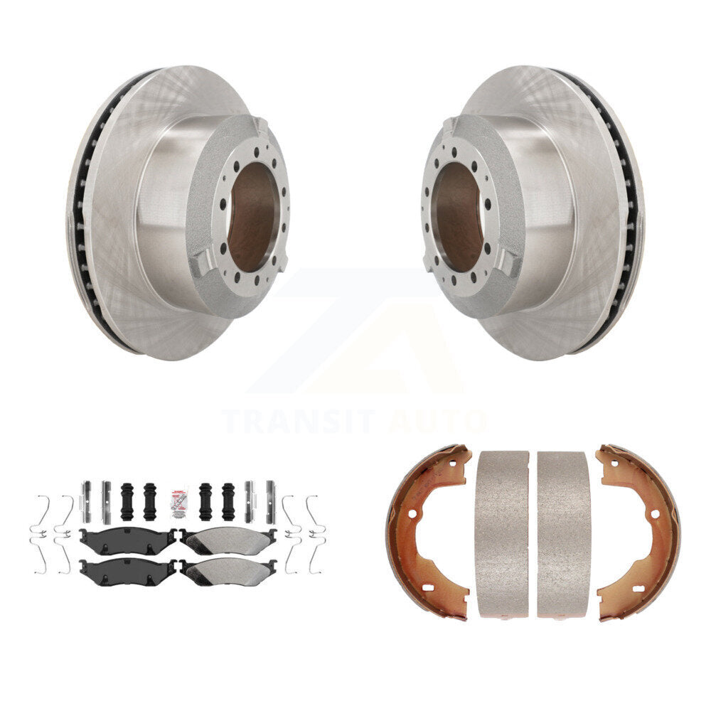 Rear Disc Rotors Semi-Metallic Pads Parking Shoes Kit For Ford F-450 Super Duty F-550 LCF K8A-108230