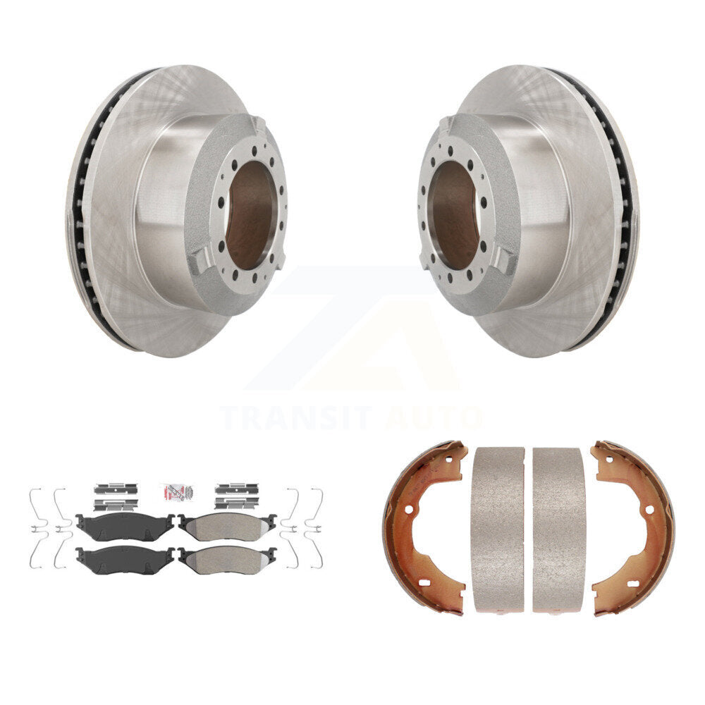 Rear Disc Rotors Semi-Metallic Pads Parking Shoes Kit For Ford F-450 Super Duty F-550 LCF K8A-108231