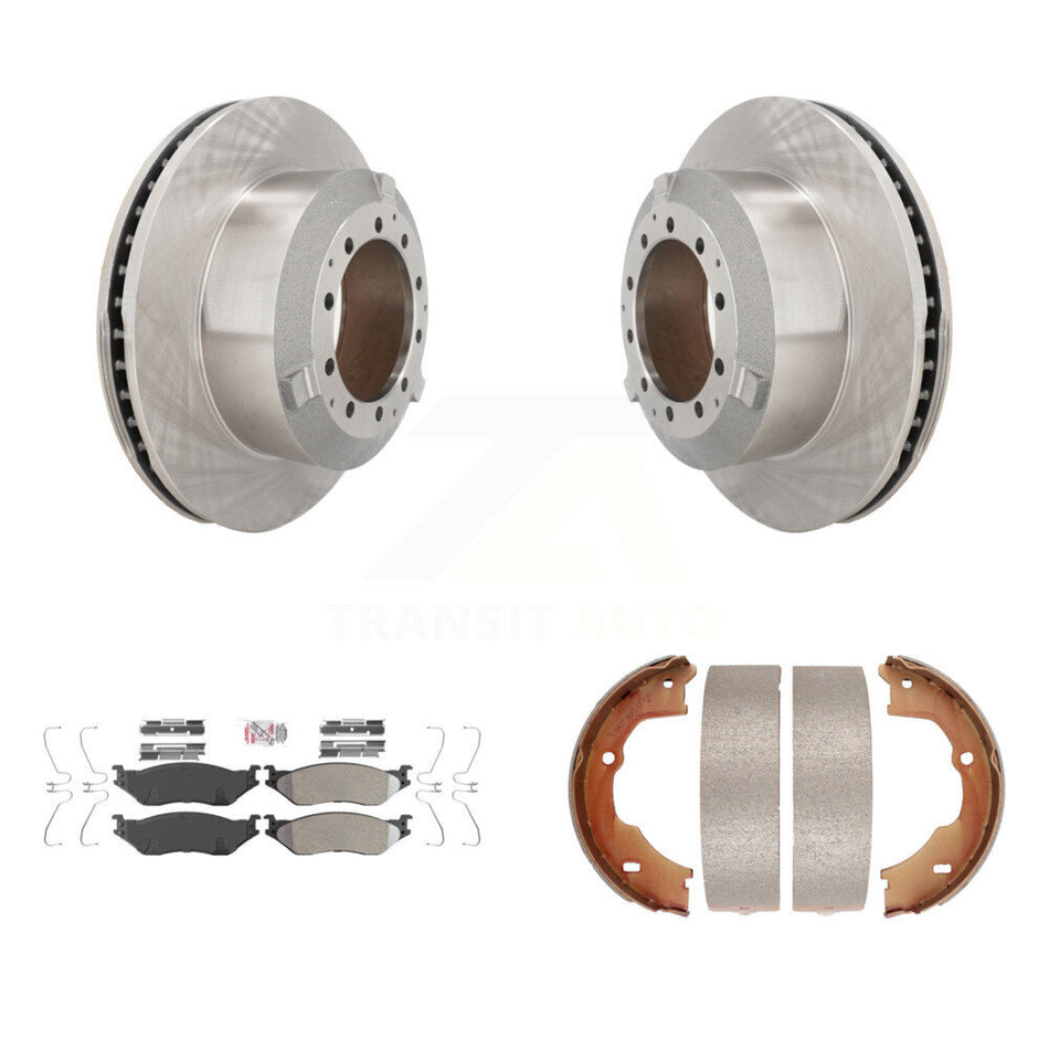 Rear Disc Rotors Semi-Metallic Pads Parking Shoes Kit For Ford F-450 Super Duty F-550 LCF K8A-108231