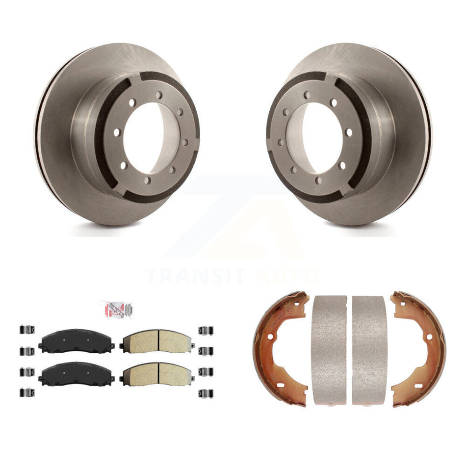 Rear Disc Rotors Semi-Metallic Pads And Parking Brake Shoes Kit For Ford F-450 Super Duty K8A-108232