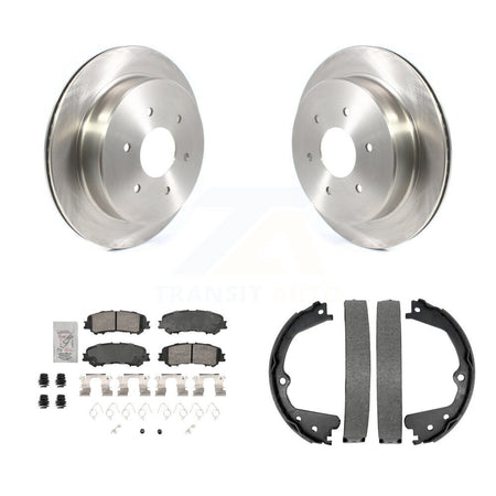 Rear Disc Rotors Ceramic Pads And Parking Brake Shoes Kit For 2017-2023 Nissan TITAN K8A-108234