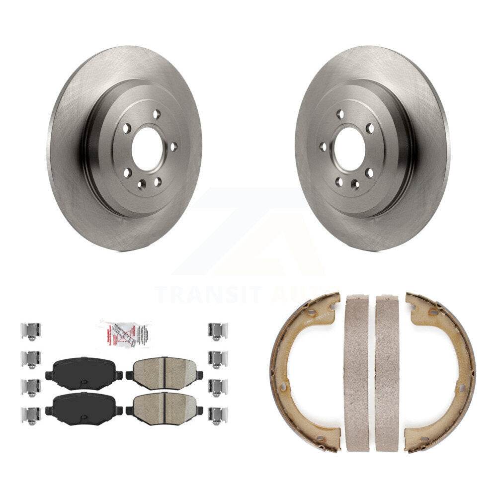Rear Disc Rotors Ceramic Pads And Parking Brake Shoes Kit For Lincoln MKT K8A-108246
