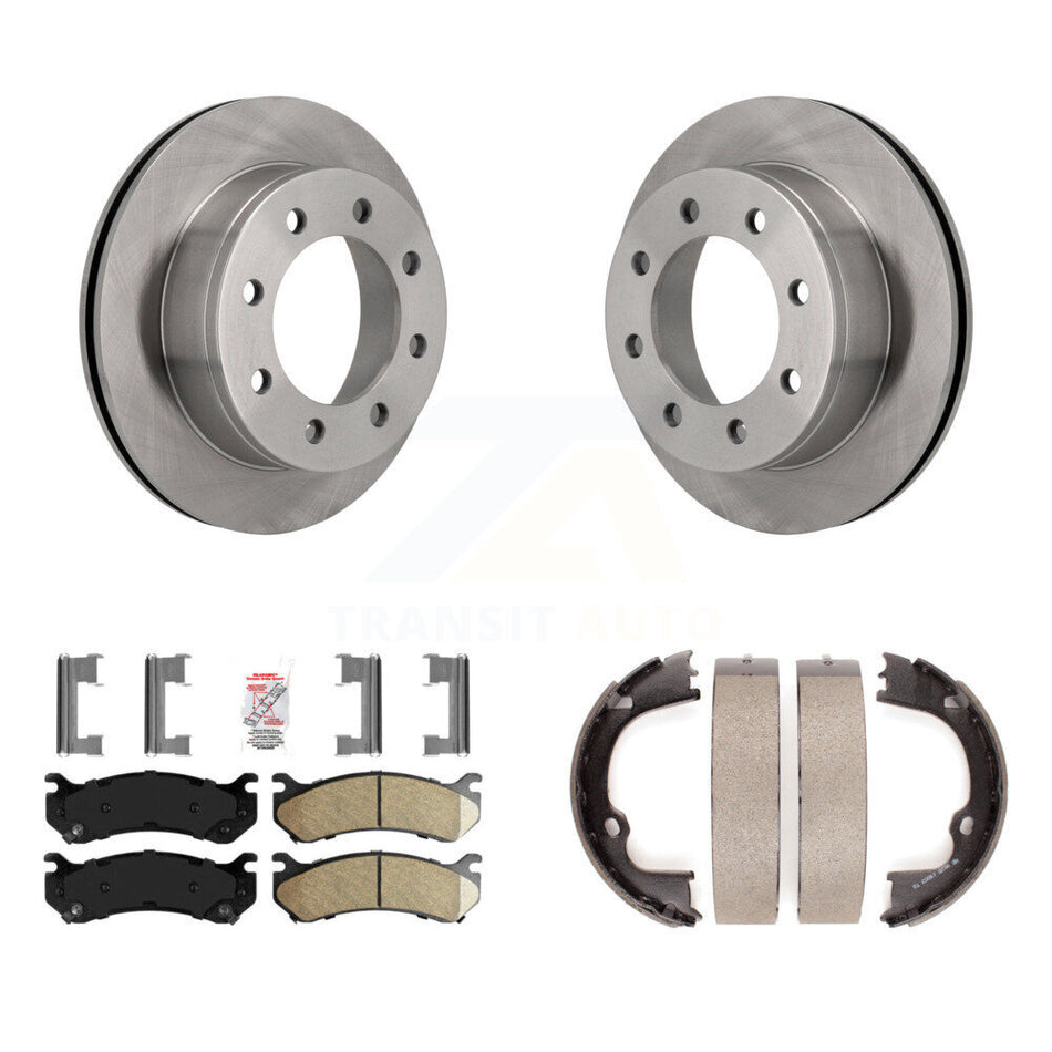 Rear Disc Rotors Ceramic Pads Parking Shoes Kit For GMC Chevrolet Silverado 2500 HD 3500 K8A-108250
