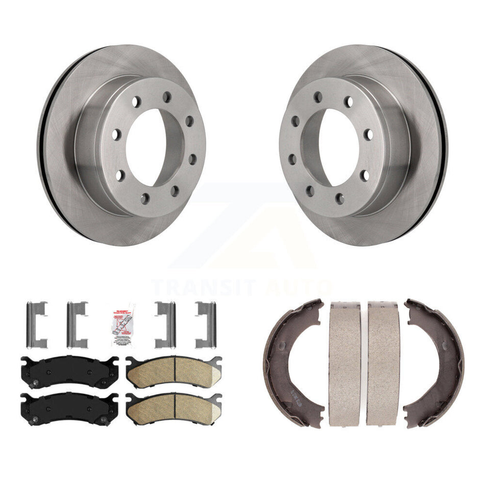 Rear Disc Rotors Ceramic Pads Parking Shoes Kit For Chevrolet GMC Silverado 2500 HD 3500 K8A-108252