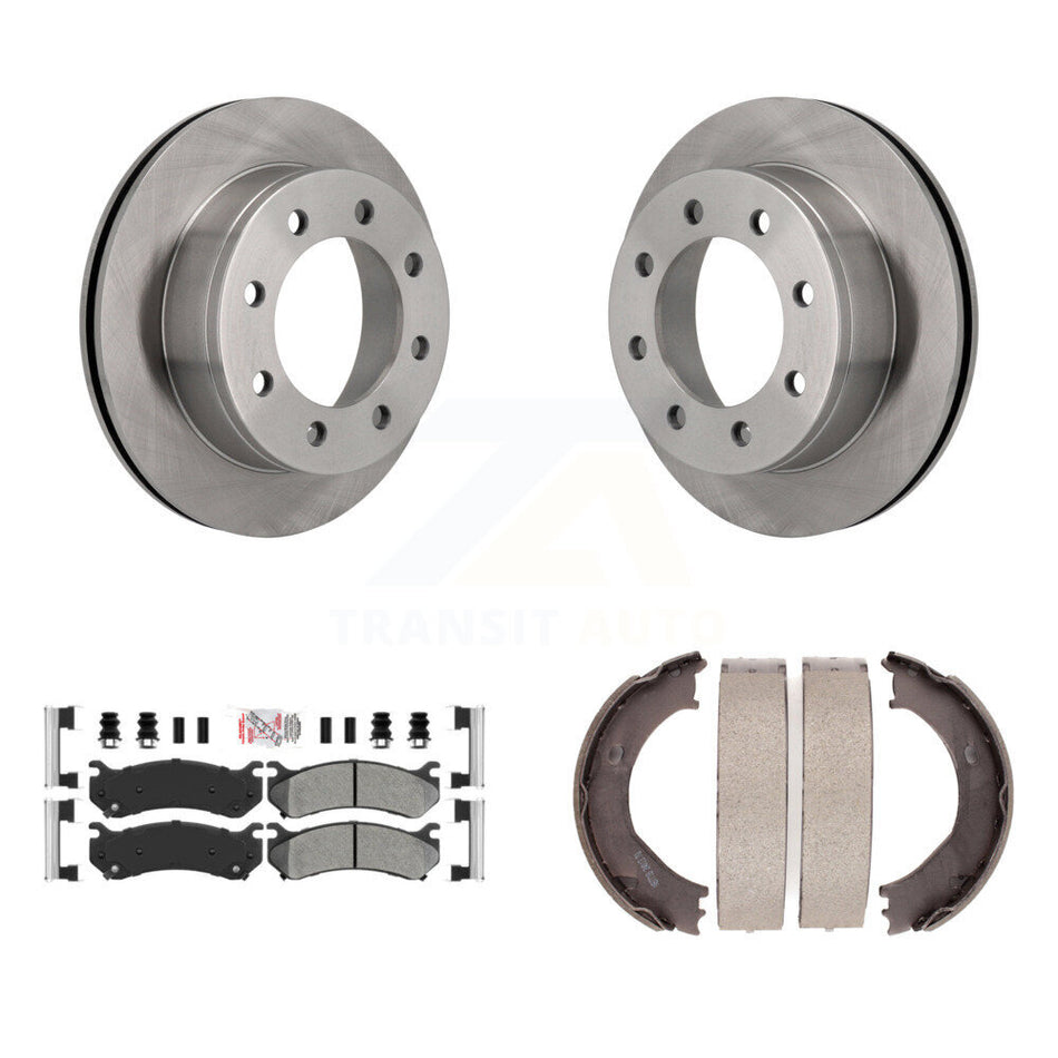 Rear Disc Rotors Semi-Metallic Pads Parking Shoes Kit For Chevrolet GMC Silverado 2500 HD K8A-108253