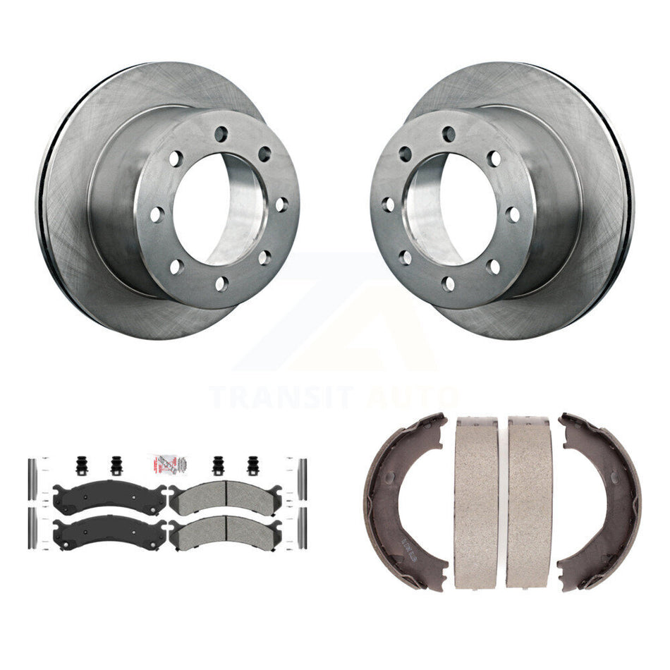 Rear Disc Rotors Semi-Metallic Pads Parking Shoes Kit For Chevrolet GMC Silverado 3500 HD K8A-108254