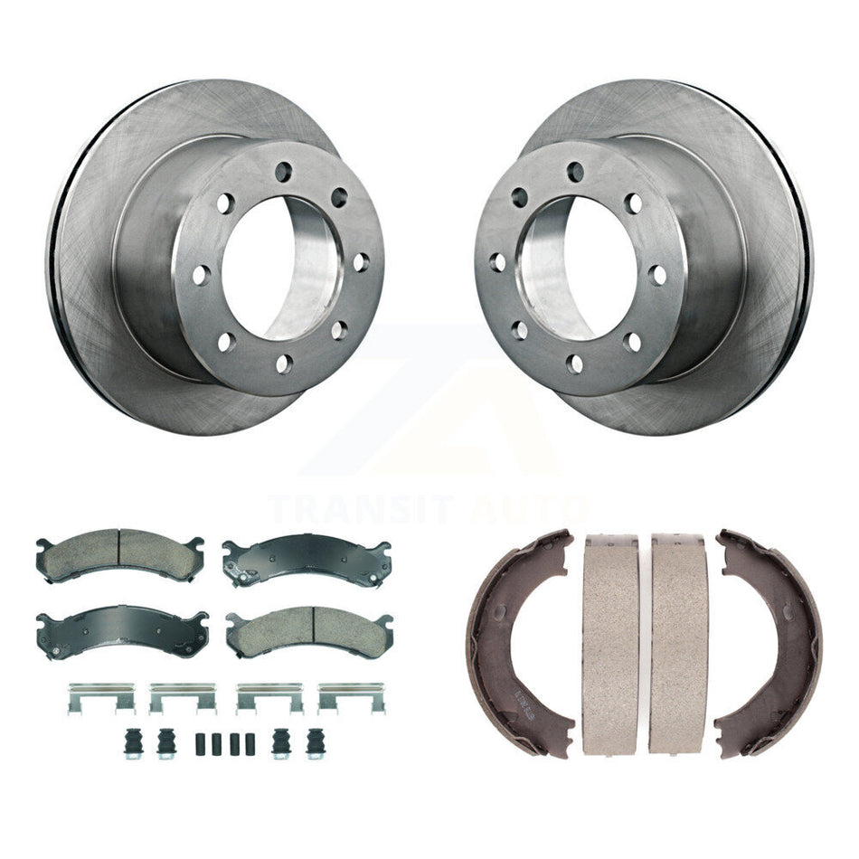 Rear Disc Rotors Ceramic Pads & Parking Shoes Kit For Chevrolet GMC Silverado 3500 Sierra K8A-108256