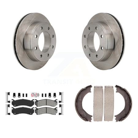 Rear Disc Rotors Semi-Metallic Pads Parking Shoes Kit For Chevrolet Silverado 2500 HD GMC K8A-108260