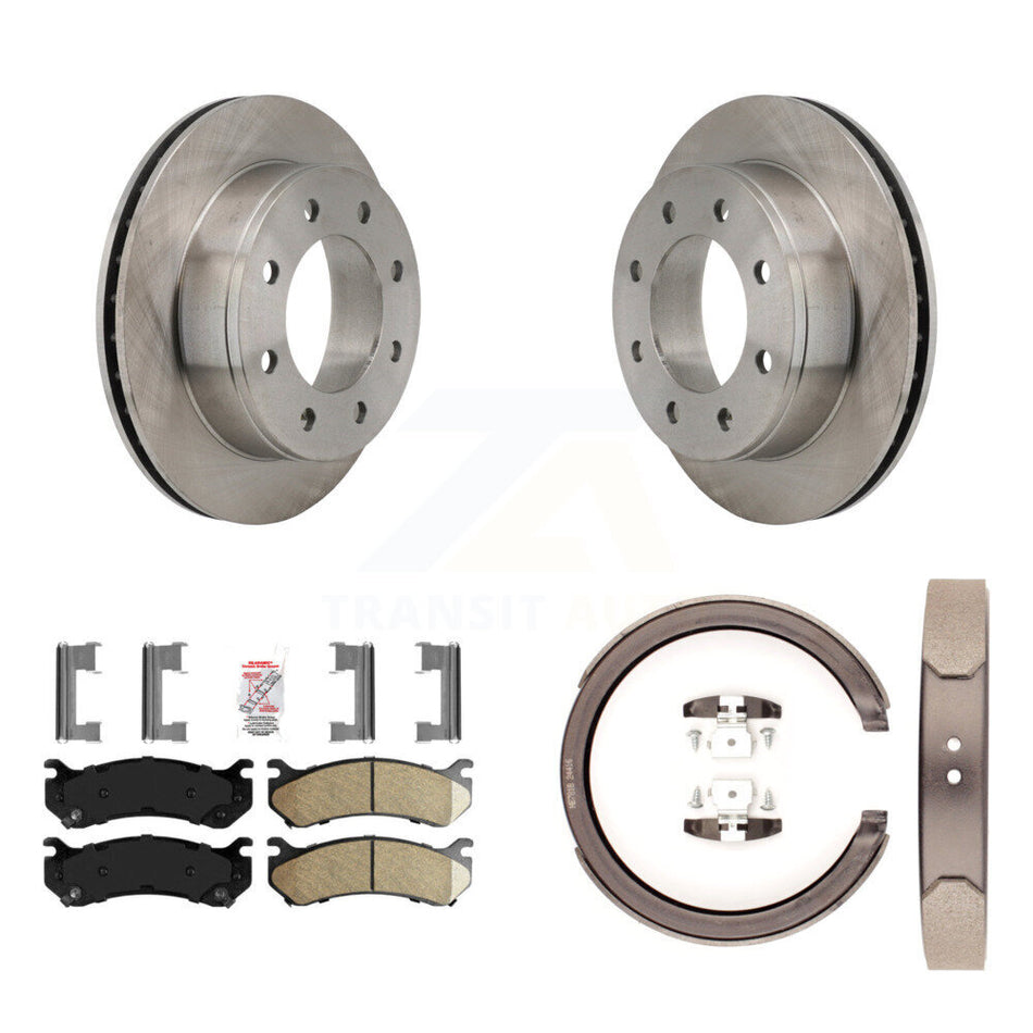 Rear Disc Rotors Ceramic Pads Parking Shoes Kit For GMC Chevrolet Silverado 1500 HD 2500 K8A-108261