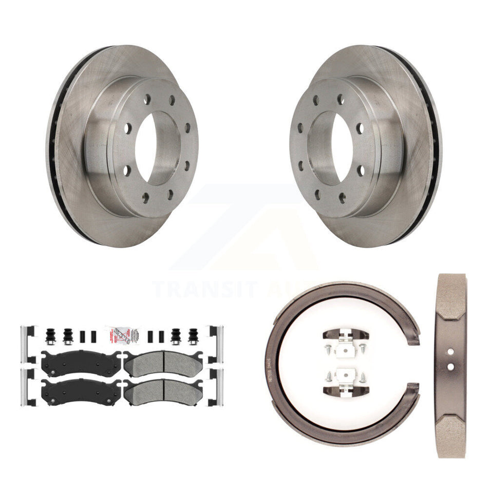 Rear Disc Rotors Semi-Metallic Pads Parking Shoes Kit For GMC Chevrolet Silverado 1500 HD K8A-108263