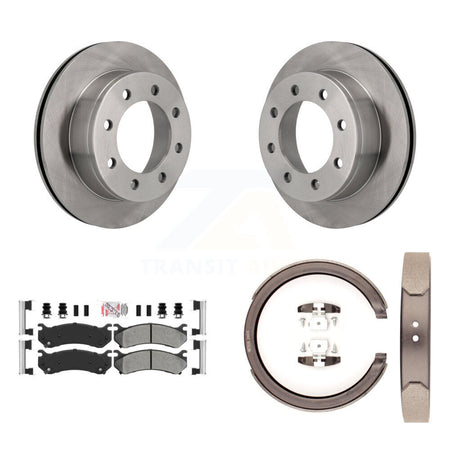 Rear Disc Rotors Semi-Metallic Pads Parking Brake Shoes Kit For GMC Sierra 2500 Yukon XL K8A-108264