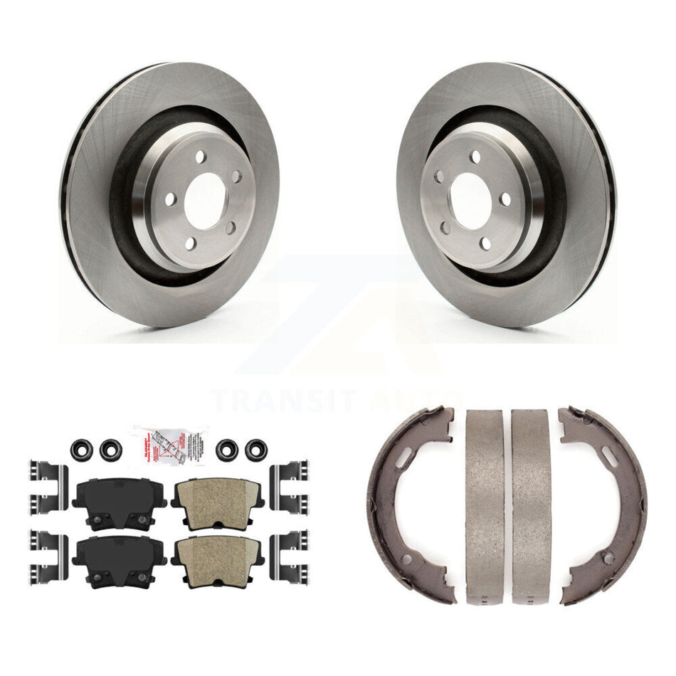 Rear Disc Rotors Ceramic Pads Parking Shoes Kit For Dodge Charger R T Scat Pack with 6.4L K8A-108280