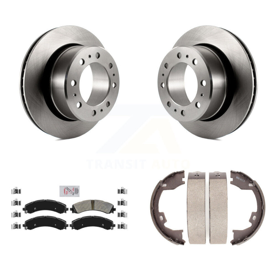 Rear Disc Rotors Semi-Metallic Pads Parking Shoes Kit For Ram 3500 With Dual Wheels K8A-108284