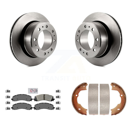 Rear Disc Rotors Semi-Metallic Pads And Parking Brake Shoes Kit For Ram 3500 K8A-108286