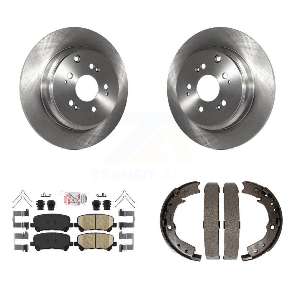 Rear Disc Rotors Ceramic Pads And Parking Brake Shoes Kit For 2011-2017 Honda Odyssey K8A-108293
