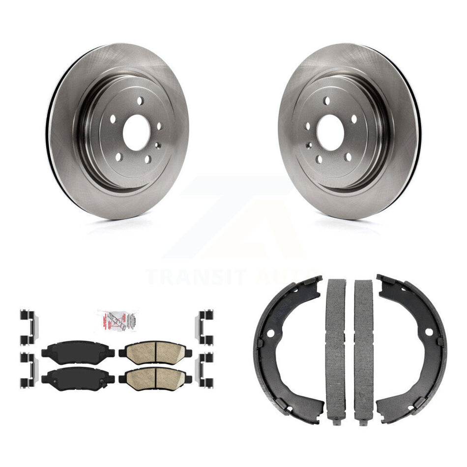 Rear Disc Rotors Ceramic Pads And Parking Brake Shoes Kit For Cadillac CTS K8A-108297