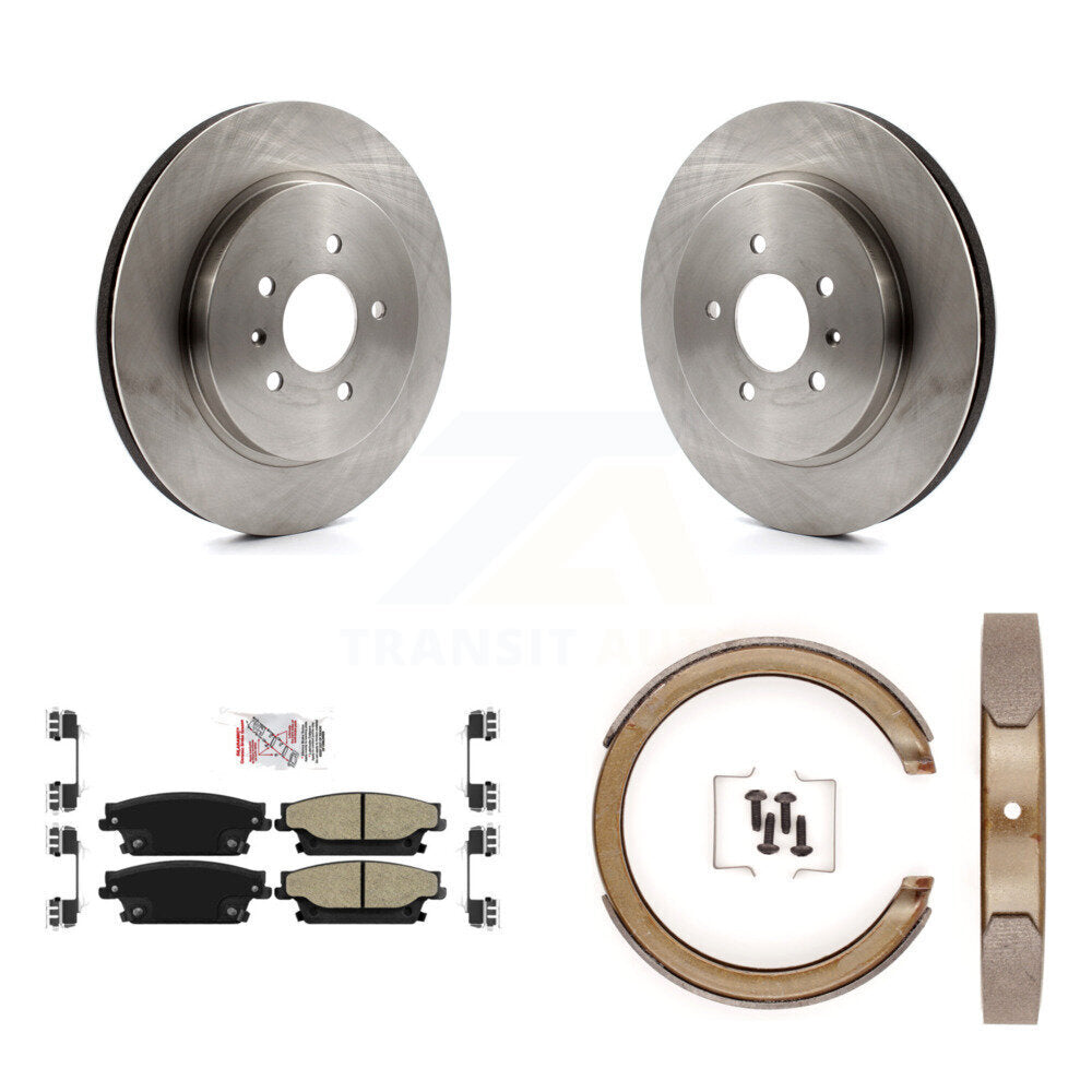 Rear Disc Rotors Semi-Metallic Pads And Parking Brake Shoes Kit For Cadillac STS K8A-108305