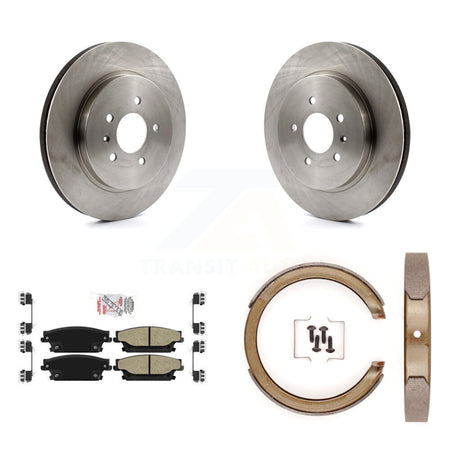 Rear Disc Rotors Semi-Metallic Pads And Parking Brake Shoes Kit For Cadillac STS K8A-108305