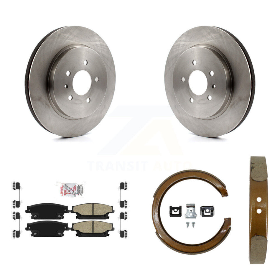 Rear Disc Rotors Semi-Metallic Pads And Parking Brake Shoes Kit For Cadillac CTS STS K8A-108307