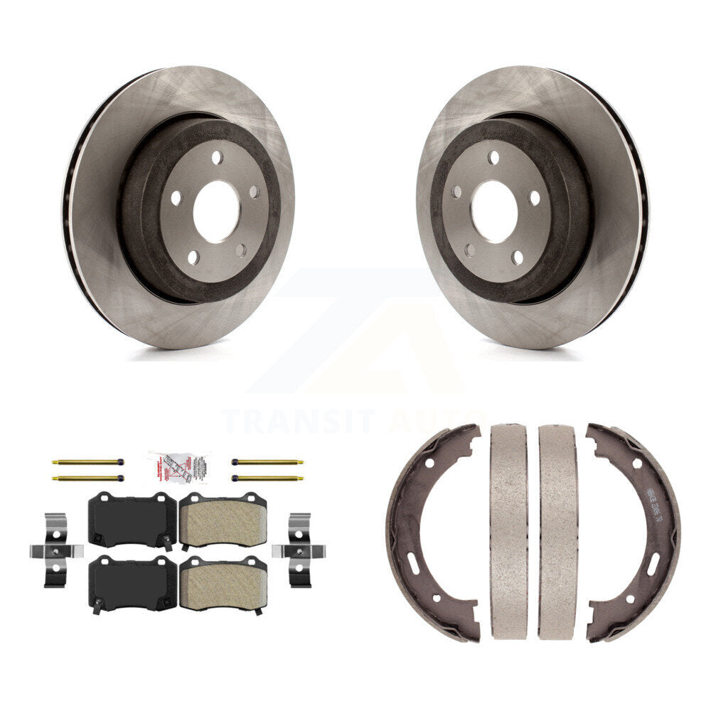 Rear Disc Rotors Semi-Metallic Pads Parking Shoes Kit For 06-10 Jeep Grand Cherokee SRT8 K8A-108308