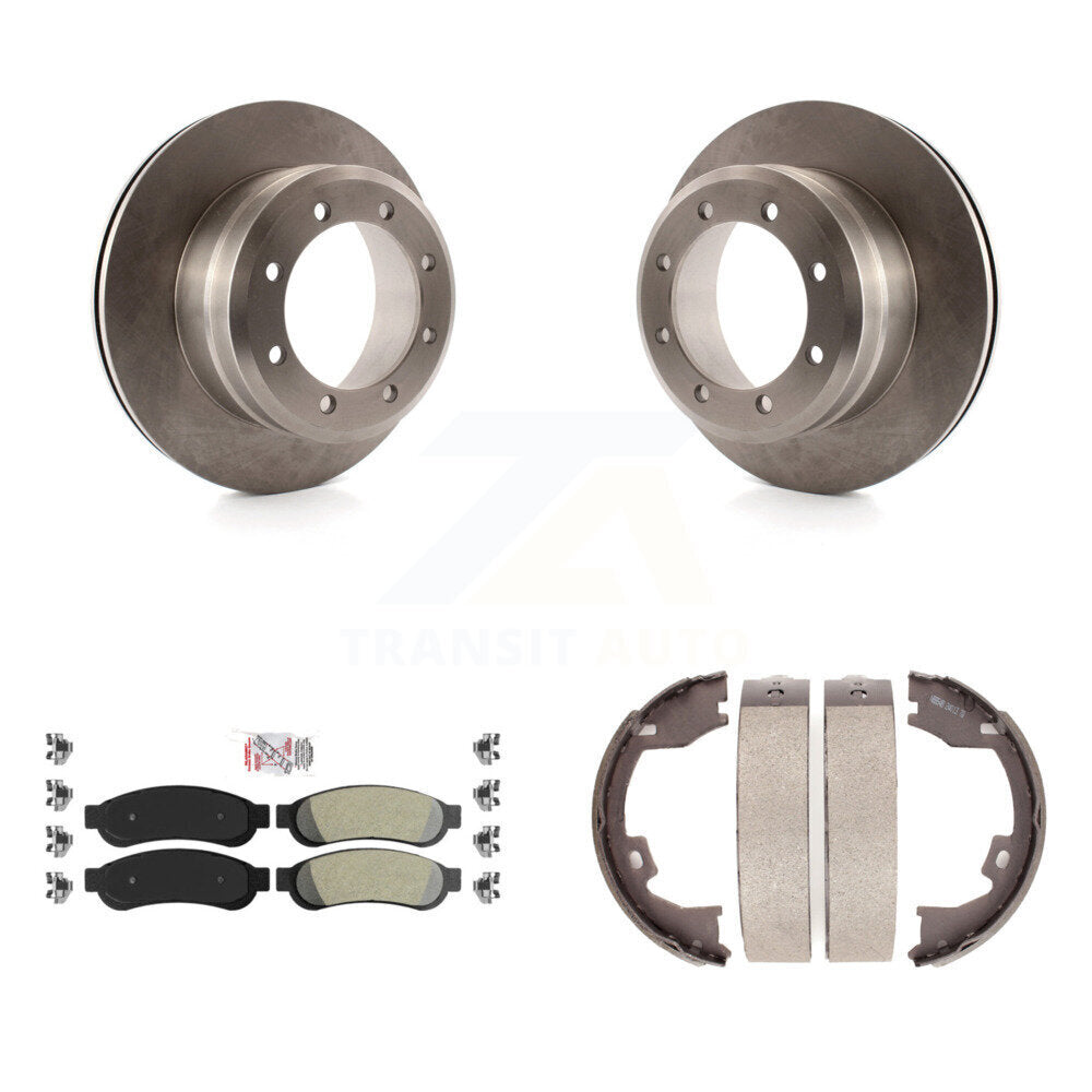 Rear Disc Rotors Semi-Metallic Pads And Parking Shoes Kit For Ford F-350 Super Duty F-250 K8A-108311