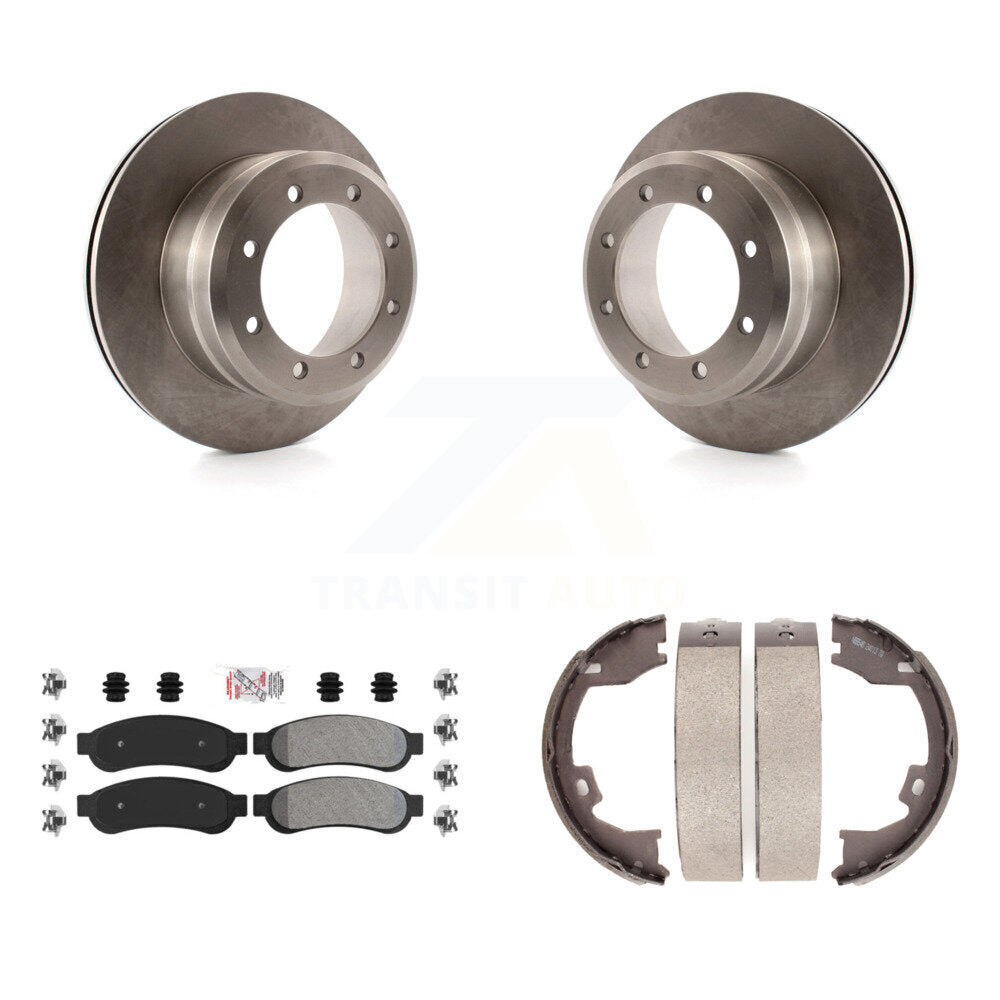 Rear Disc Rotors Semi-Metallic Pads And Parking Shoes Kit For Ford F-350 Super Duty F-250 K8A-108312