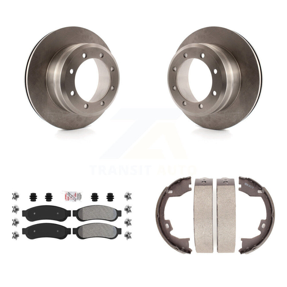 Rear Disc Rotors Semi-Metallic Pads And Parking Shoes Kit For Ford F-350 Super Duty F-250 K8A-108312