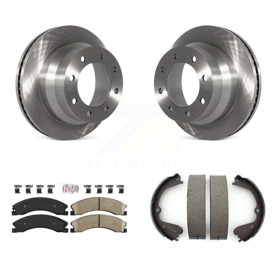 Rear Disc Rotors Ceramic Pads And Parking Shoes Kit For Chevrolet Express 3500 GMC Savana K8A-108316