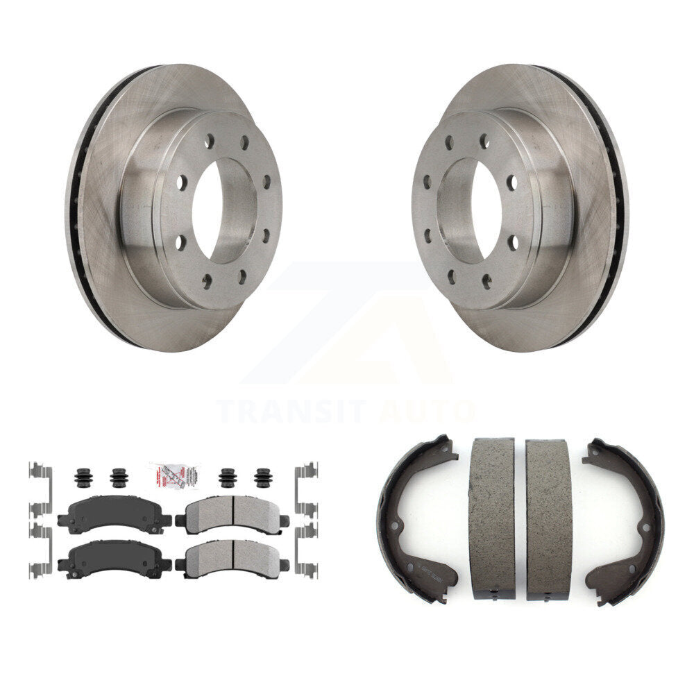 Rear Disc Rotors Semi-Metallic Pads Parking Shoes Kit For 12 GMC Savana 3500 Cutaway Van K8A-108321