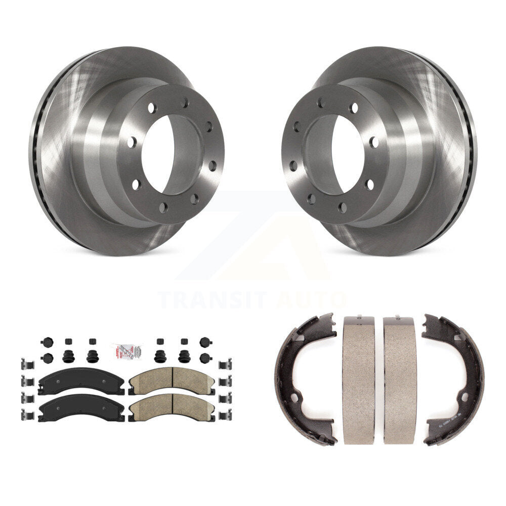 Rear Disc Rotors Ceramic Pads Parking Shoes Kit For GMC Savana 3500 With Dual Wheels K8A-108322